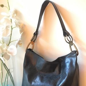 Leather bucket/hobo bag + Bronze hardware